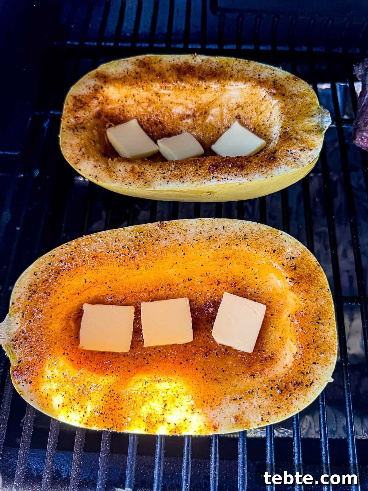 Smoked Spaghetti Squash Recipe for Traeger Grill 6 Smoking Spaghetti Squash on the Traeger Pellet Grill
