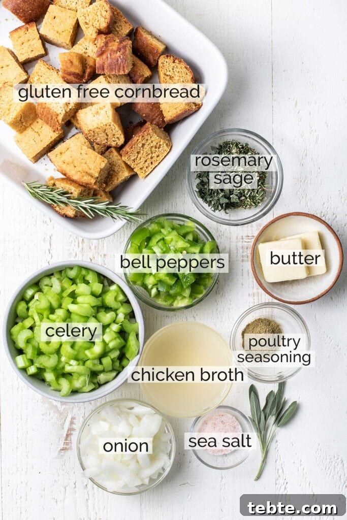 Southern Cornbread Dressing Recipe for Holiday Tables 3 The ingredients needed for cornbread dressing.