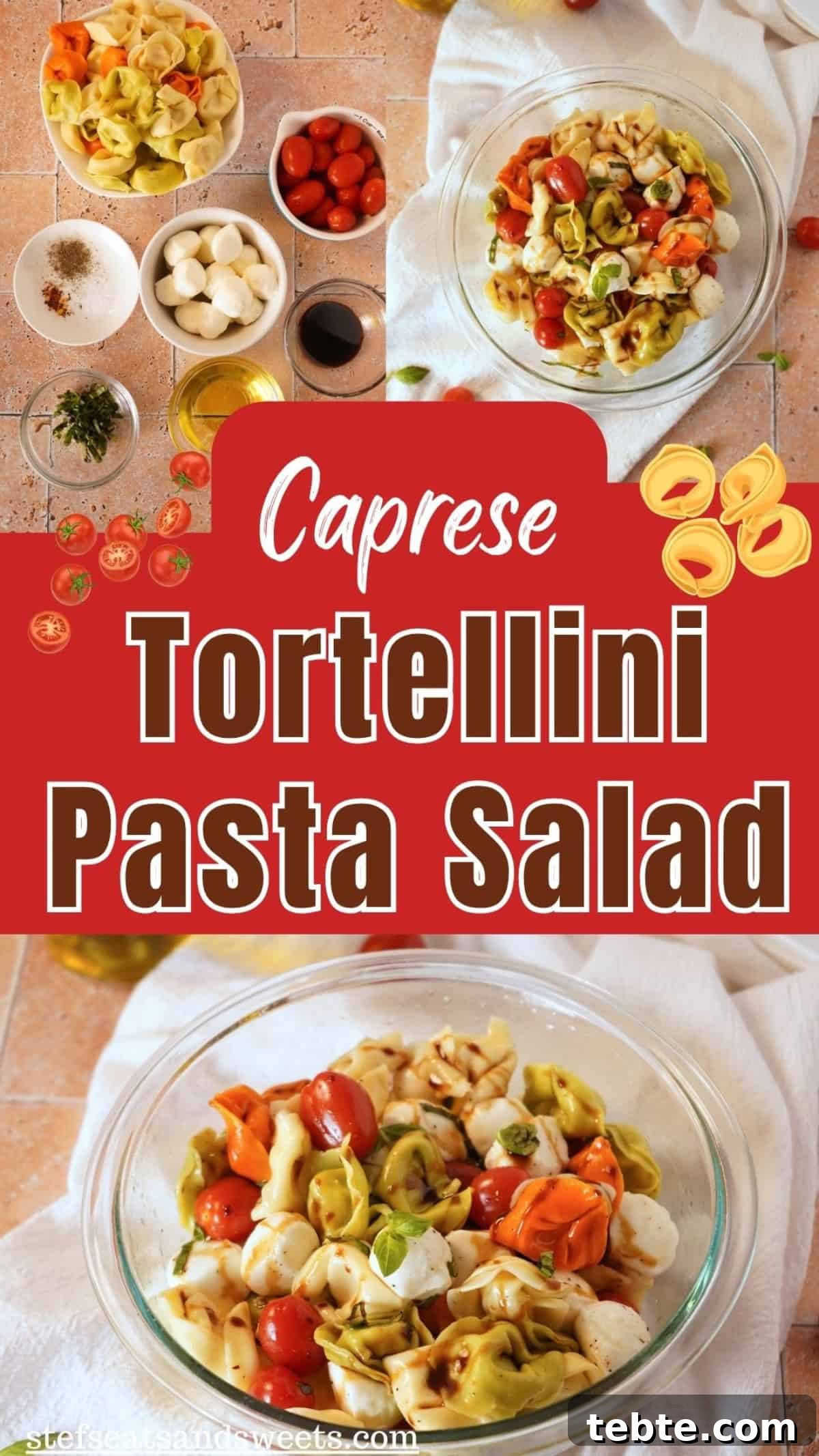 Caprese Tortellini Salad with Cherry Tomatoes & Basil 8 caprese pasta salad collage