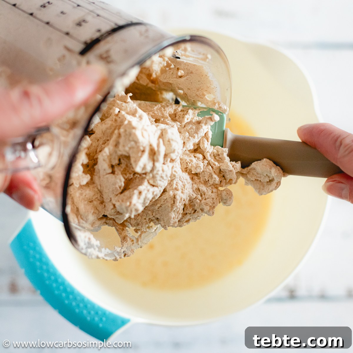 Crustless Ketovore Pumpkin Spice Pie Recipe 11 Combining Cream Mixture and Eggs | Low-Carb, So Simple