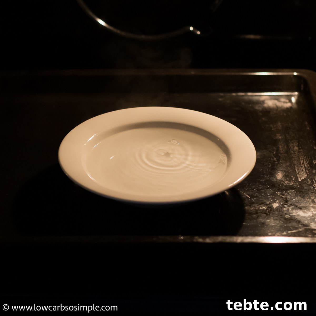 Crustless Ketovore Pumpkin Spice Pie Recipe 17 Shallow Bowl with Boiling Water in the Oven | Low-Carb, So Simple