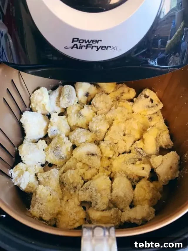 Crispy Air Fryer Mushrooms for Keto and Low-Carb Diets 6 mushrooms in air fryer