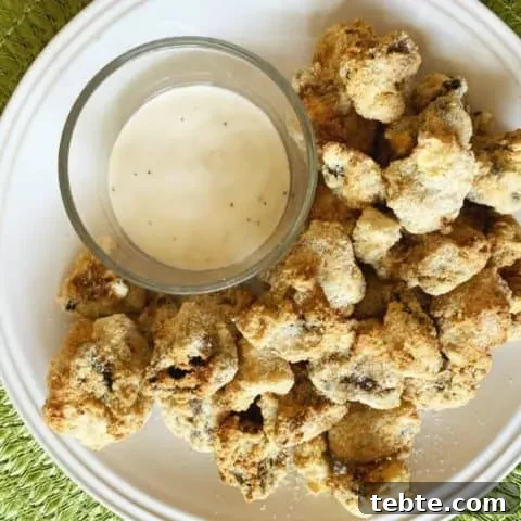 side view of air fryer mushrooms keto