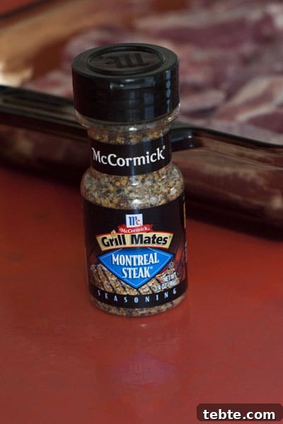 Orange Sticky Finger RIbs | Heather Likes Food bottle of Montreal steak seasoning