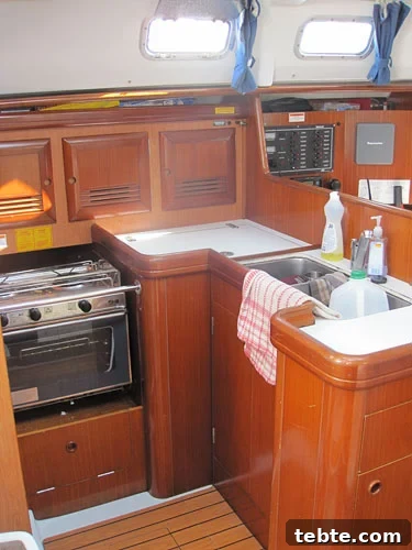 Our kitchen for the week, in a 36' sailboat called Our kitchen for the week, in a 36' sailboat called