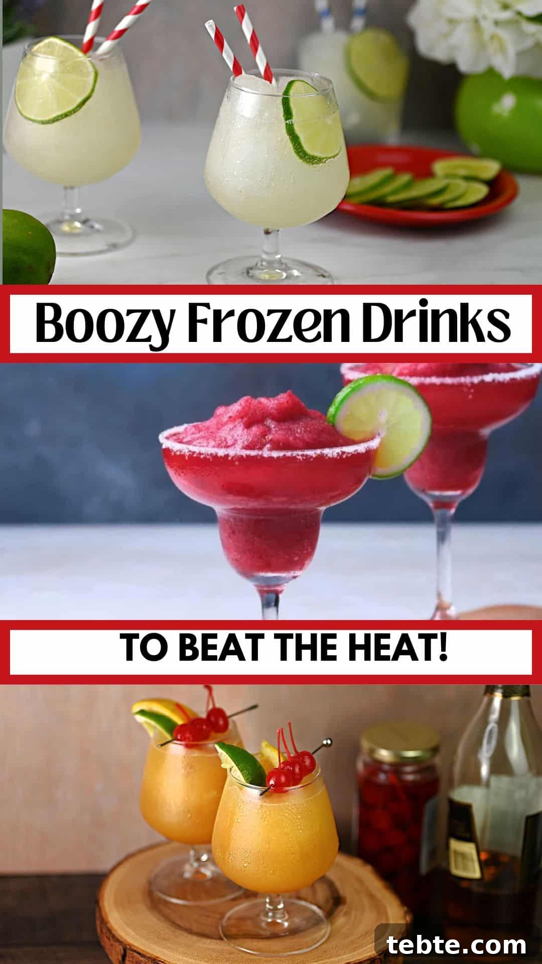 Frozen Boozy Blends: Chilled Cocktails and Slushies to Beat the Heat 17 pin for a roundup of boozy frozen drinks for summer.