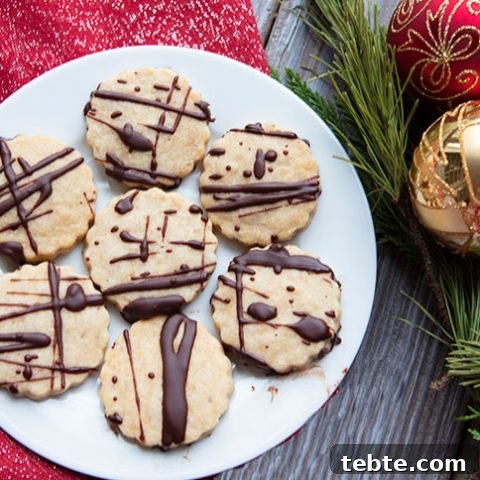 Espresso Shortbread Cookies With Dark Chocolate Drizzle