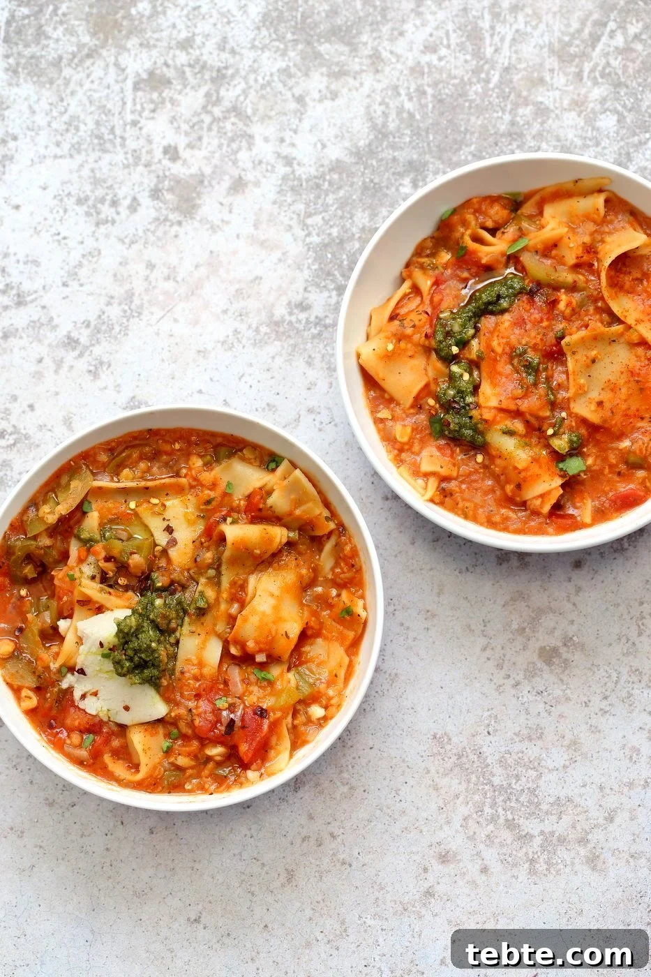 Vegan Instant Pot Lasagna Soup Recipe for Comforting Meals 7 Instant Pot Lasagna Soup with vegan cheese and pesto