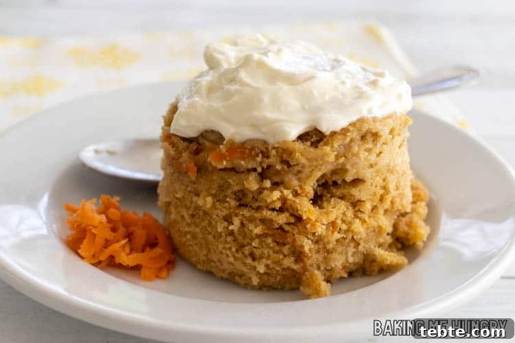 carrot mug cake with toppings