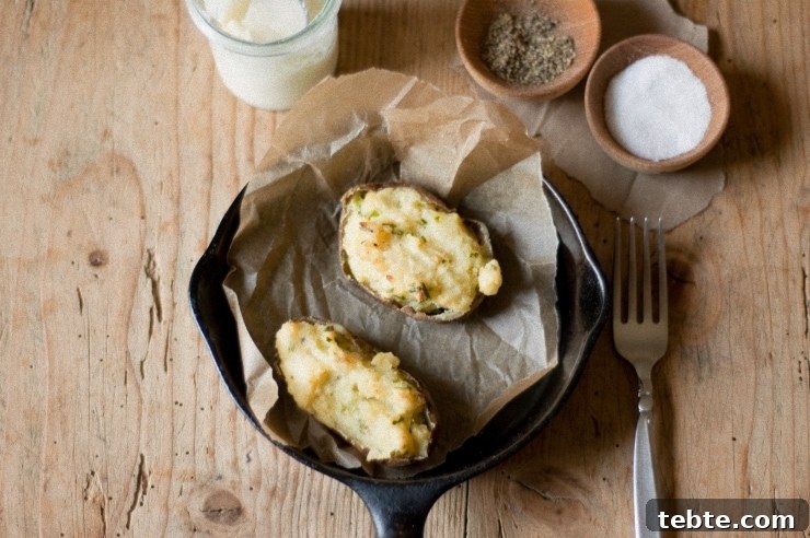 Twice Baked Potatoes with Cheese and Chives