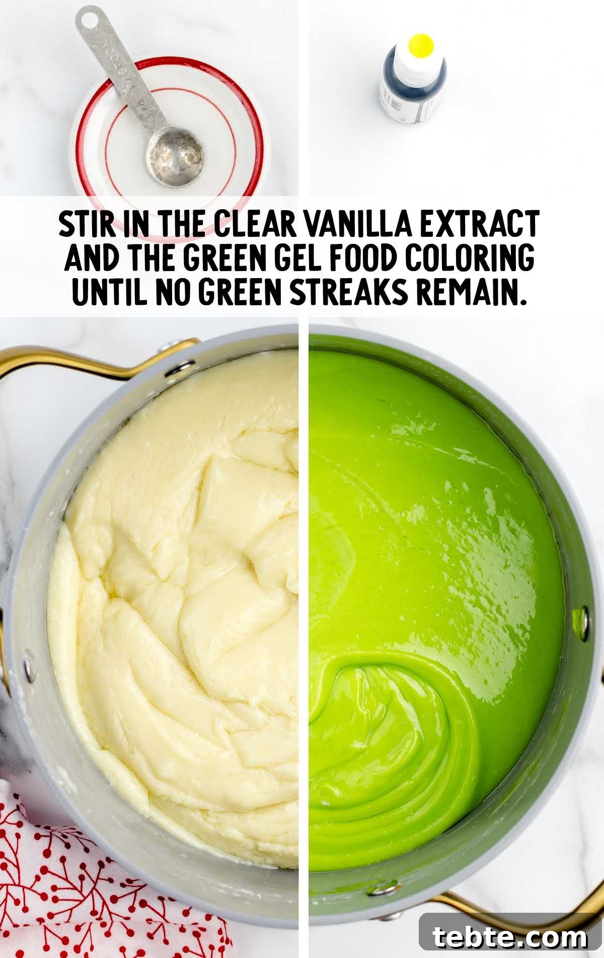 Green Grinch Fudge Recipe: Festive Candy for Holiday Gifting 4 vanilla extract and green gel food coloring stirred
