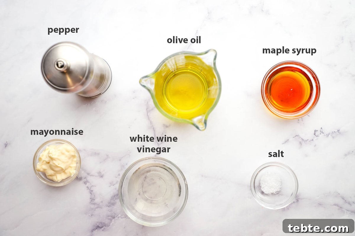 Crisp Apple and Pecan Salad with Maple Vinaigrette 6 ingredients for the maple dressing