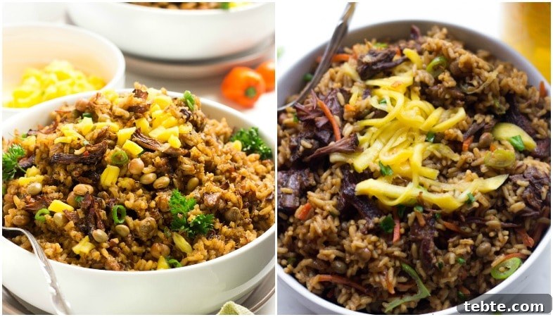 Trinidad Oxtail Pelau Recipe + Black History Month Virtual Potluck Guide 2 Trinidad Oxtail Pelau is a simple delicious spicy savory Caribbean dish with caramelized dark-brown meat or chicken served over a bed of rice.