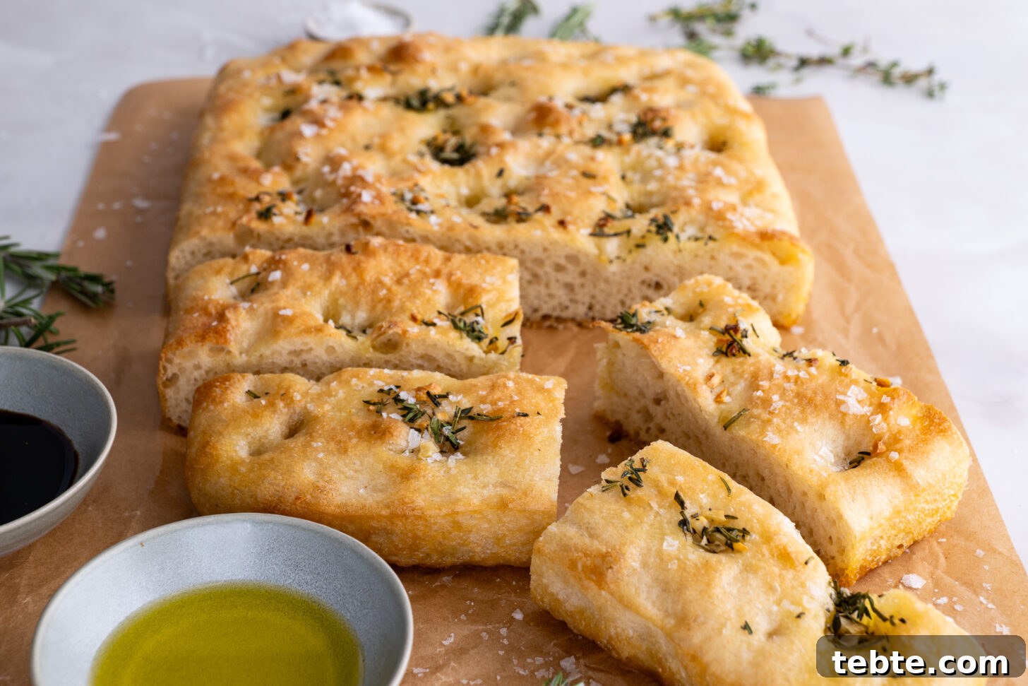 Homemade Garlic & Herb Focaccia Recipe From Scratch 4 Garlic and herb focaccia bread