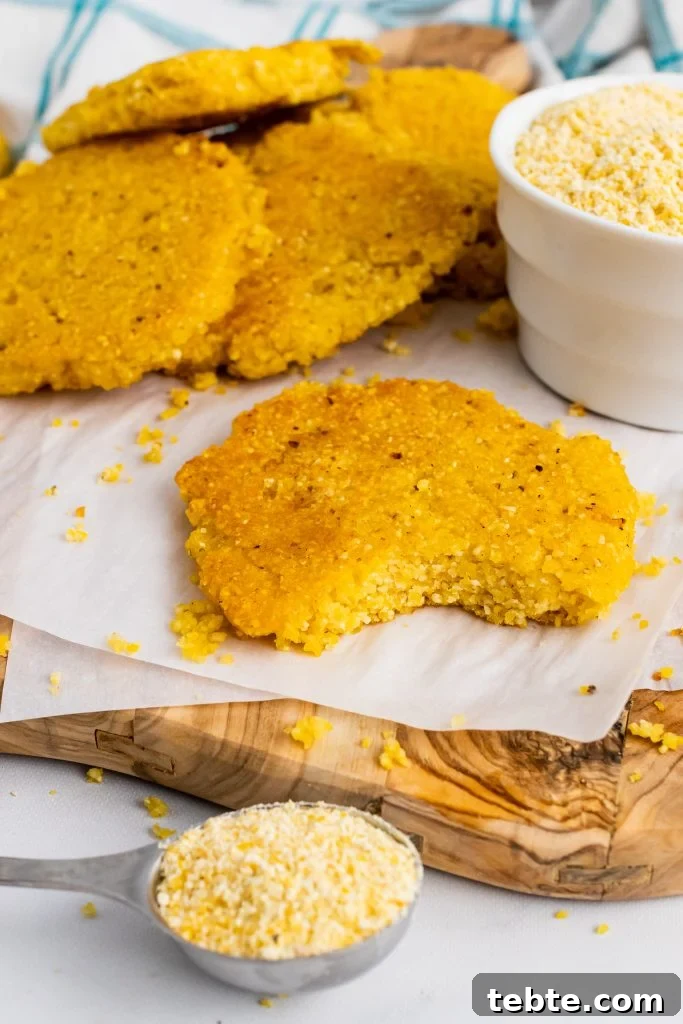 hot water cornbread on a parchment paper covered wooden cutting board