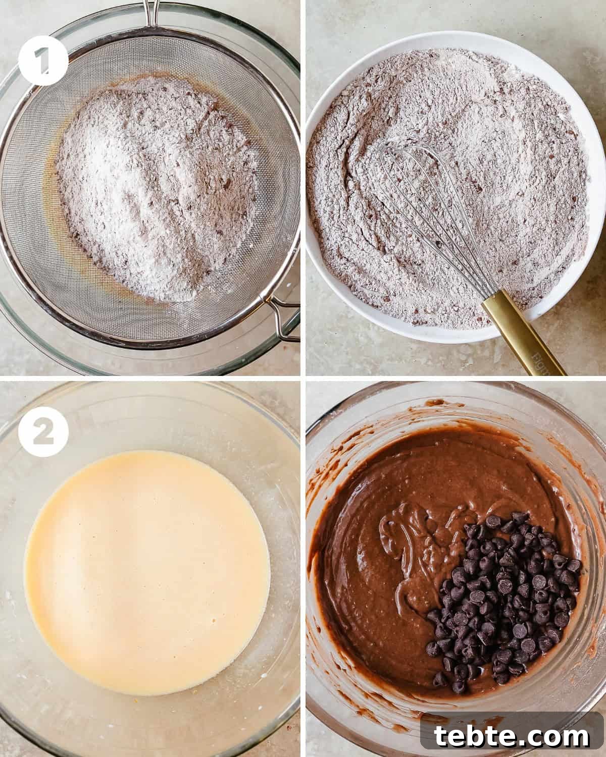 Decadent Chocolate Pancakes Recipe for Fluffy, Rich Pancakes 4 Mix dry and wet ingredients for pancake batter