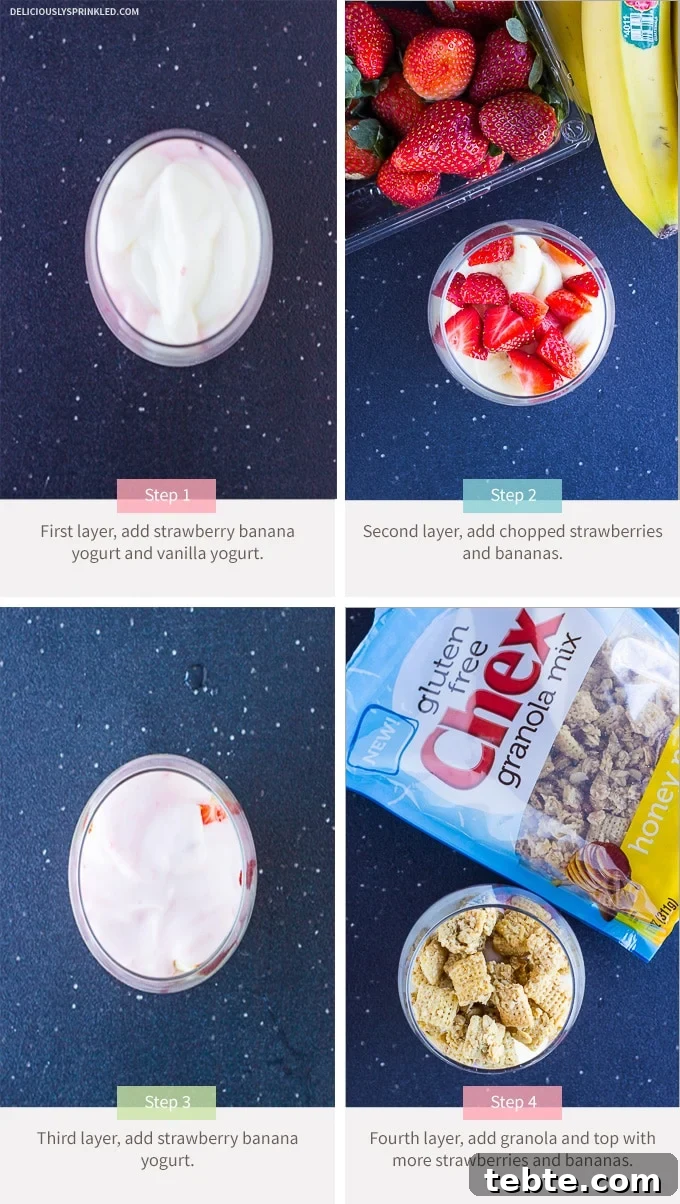 Strawberry Banana Yogurt Parfaits Recipe with Granola Layers 4 Strawberry Banana Yogurt Parfait Recipe