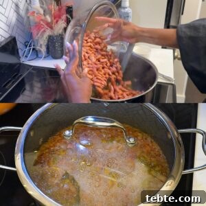 Authentic New Orleans Red Beans and Rice Recipe 5 Beans being poured into a pot then simmered.