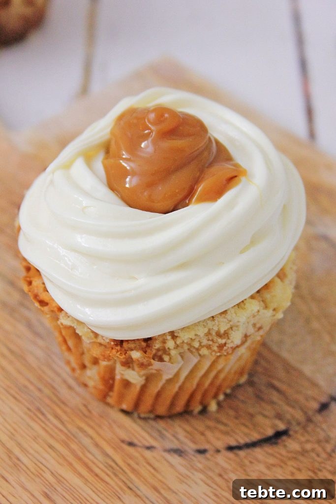 finished cupcakes with caramel drizzle