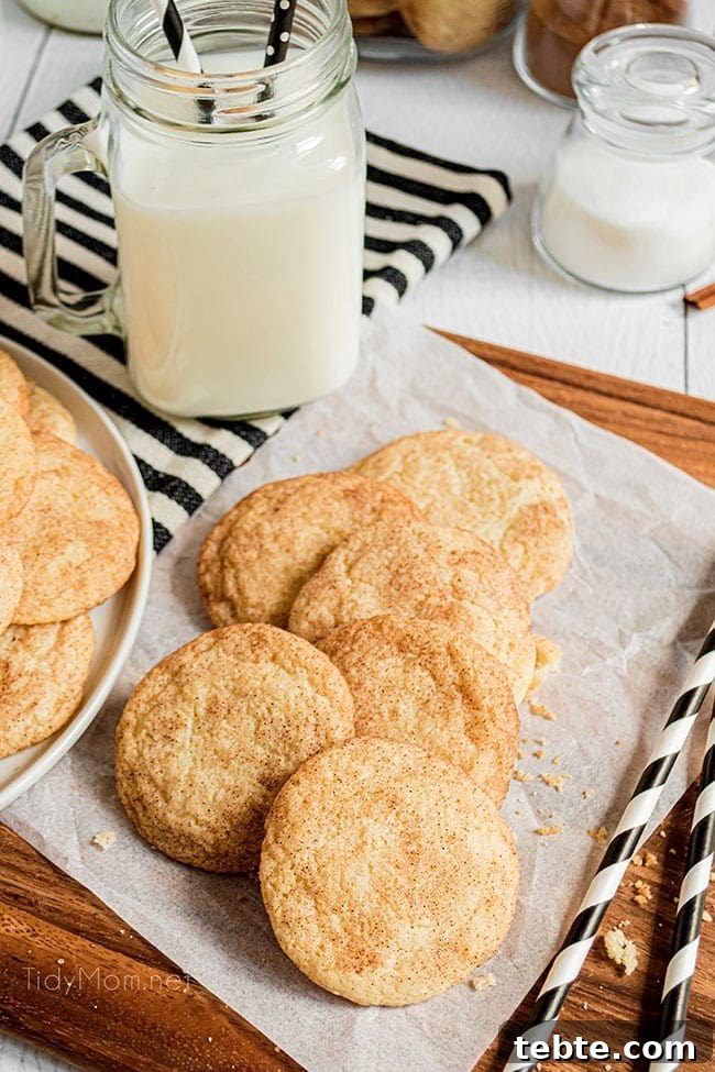 Perfect Snickerdoodle Cookies Recipe with Video Tutorial 7 a pile of cookies with a glass of milk