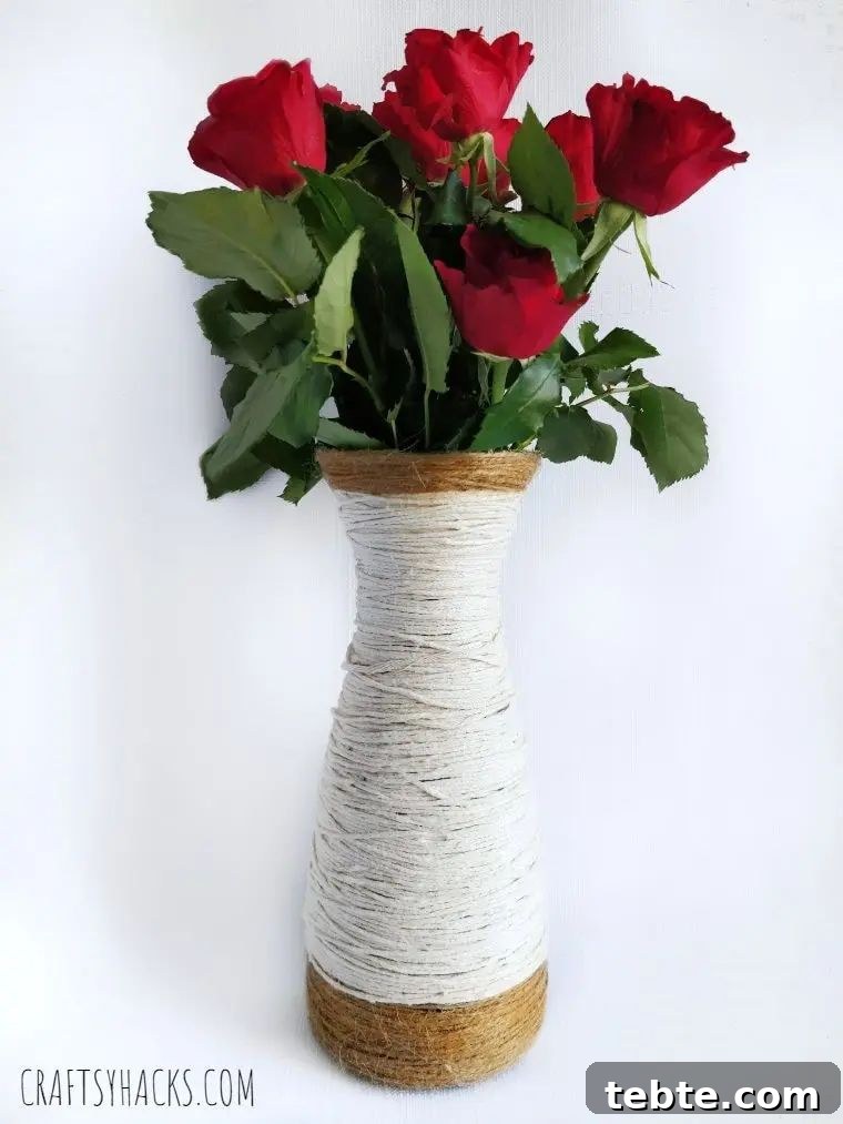 Yarn Wrapped Glass Vase
