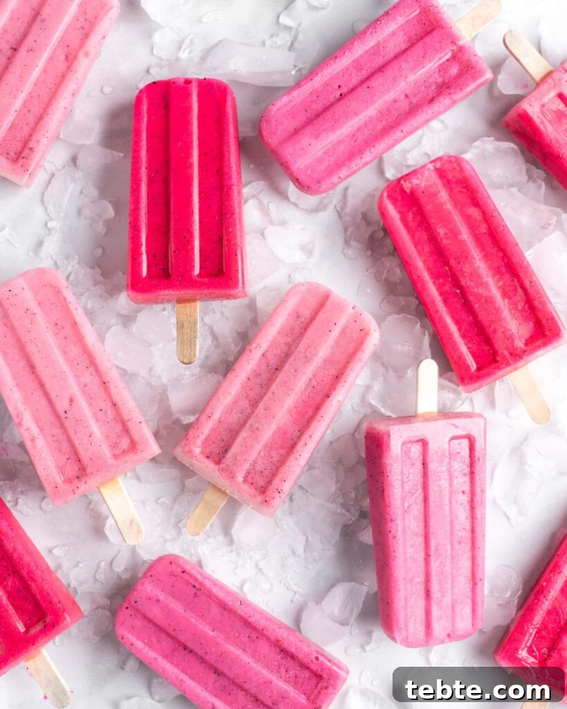 Guava and Dragon Fruit Popsicles Recipe for Refreshing Frozen Treats 2 Bright pink popsicles are made with guava juice, dragon fruit (pitaya), greek yogurt, and agave.