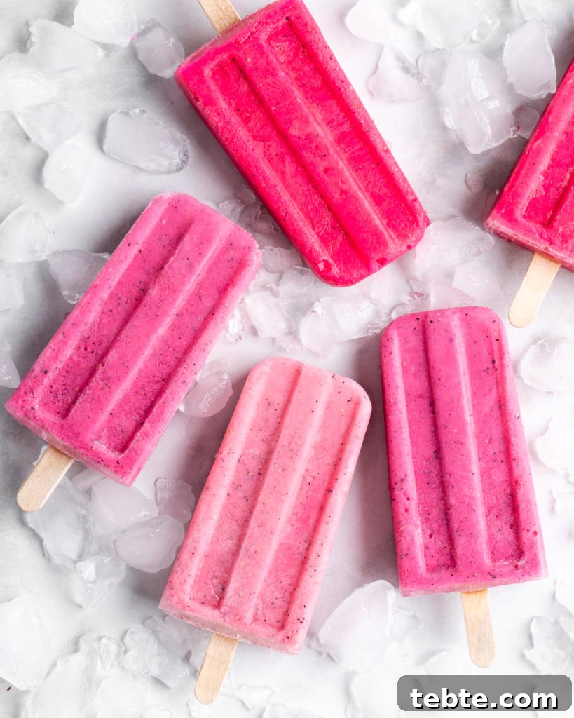 Guava and Dragon Fruit Popsicles Recipe for Refreshing Frozen Treats 4 Bright pink popsicles are made with guava juice, dragon fruit (pitaya), greek yogurt, and agave.