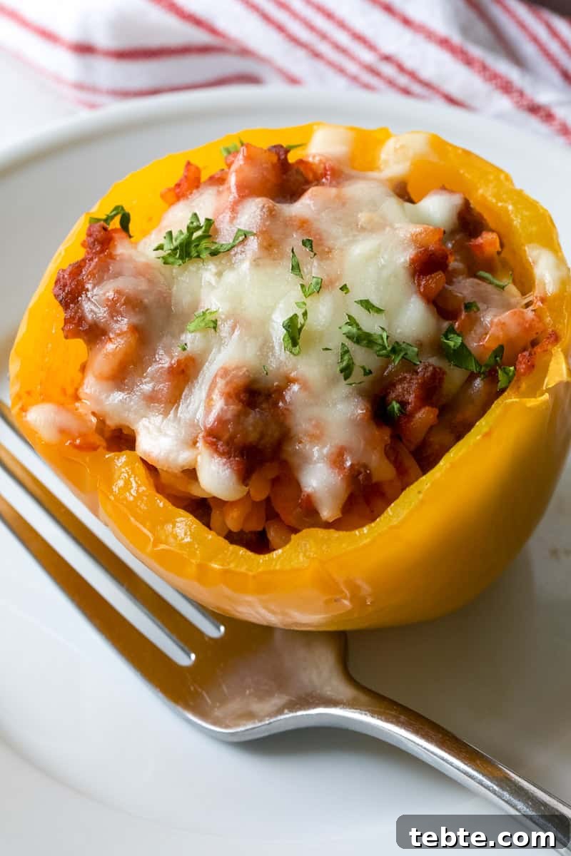easy pepper recipe close up of pepper stuffed with meat and rice