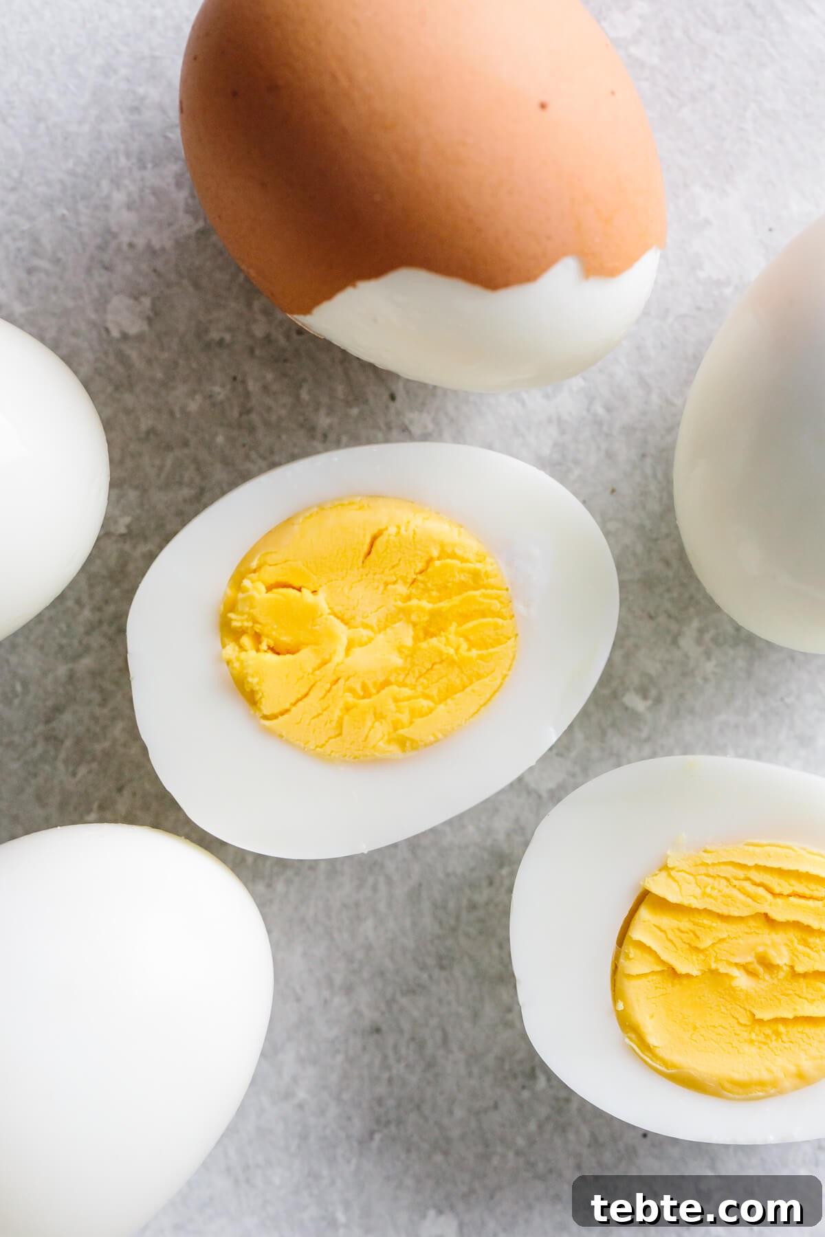 Hard boiled eggs on the counter.