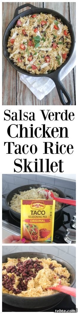 Salsa Verde Chicken Taco Rice Skillet Recipe for Quick Dinners 12 Salsa Verde Chicken Taco Rice Skillet