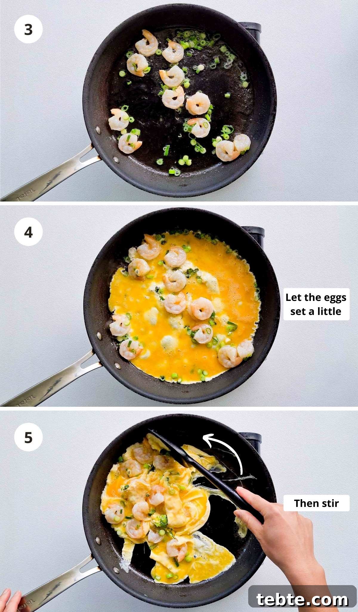 Garlic Shrimp Fried Rice Recipe – Quick Weeknight Stir-Fry 5 Step by step collage of making this recipe part 2 of 3