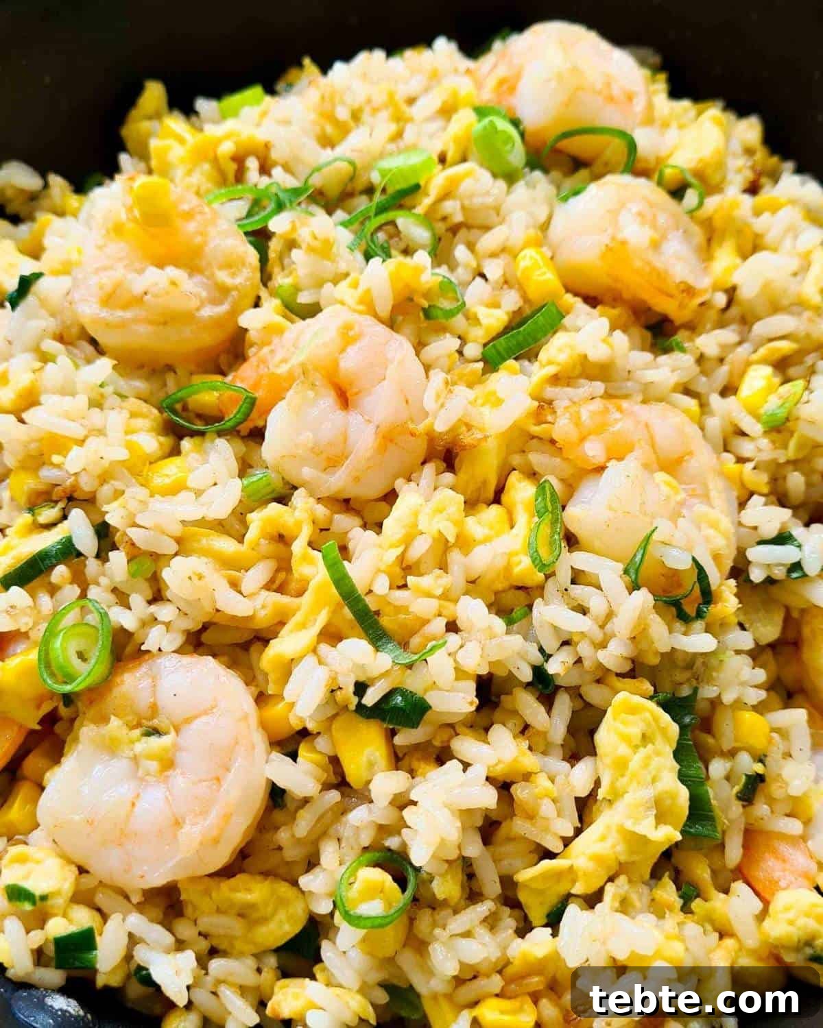 Garlic Shrimp Fried Rice Recipe – Quick Weeknight Stir-Fry 8 Close up of final dish, showing textures and ingredients