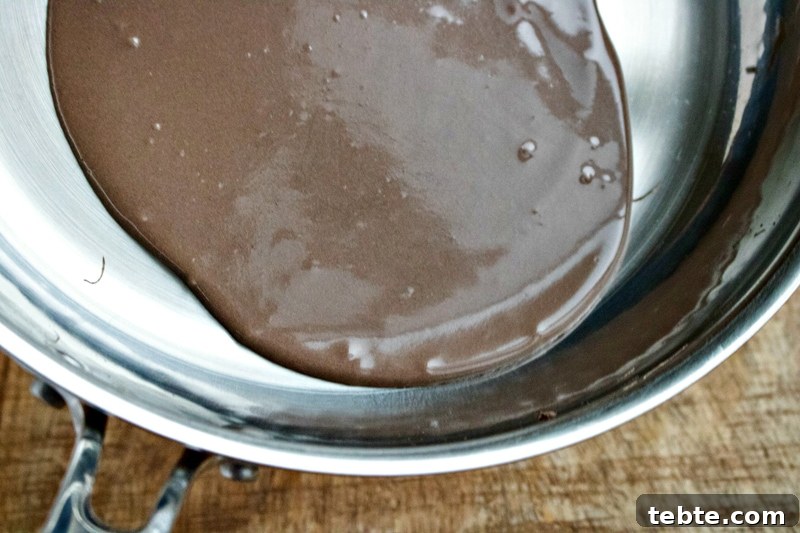 Chocolate Crepes Batter In Pan