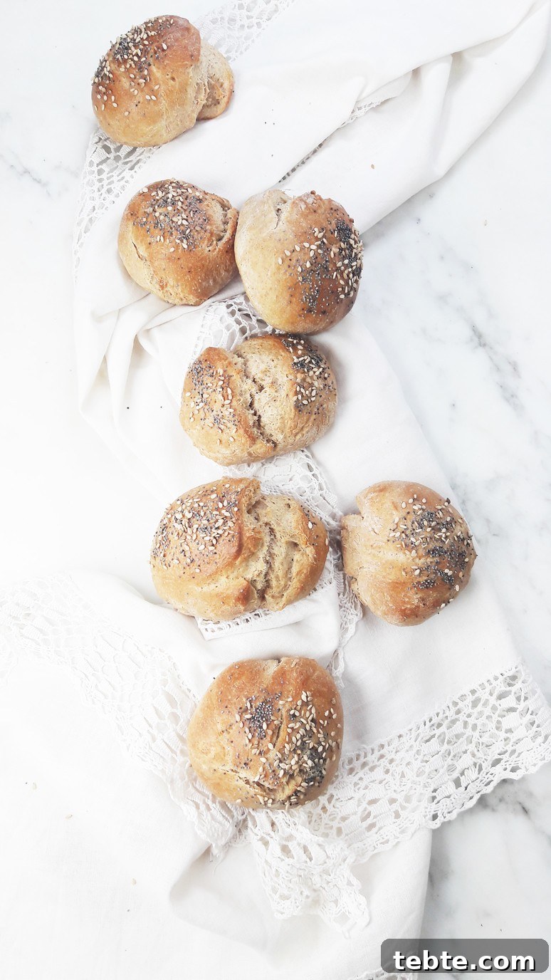 Two seed wholewheat buns. A Hedgehog in the Kitchen. www.ahedgehoginthekitchen.com.