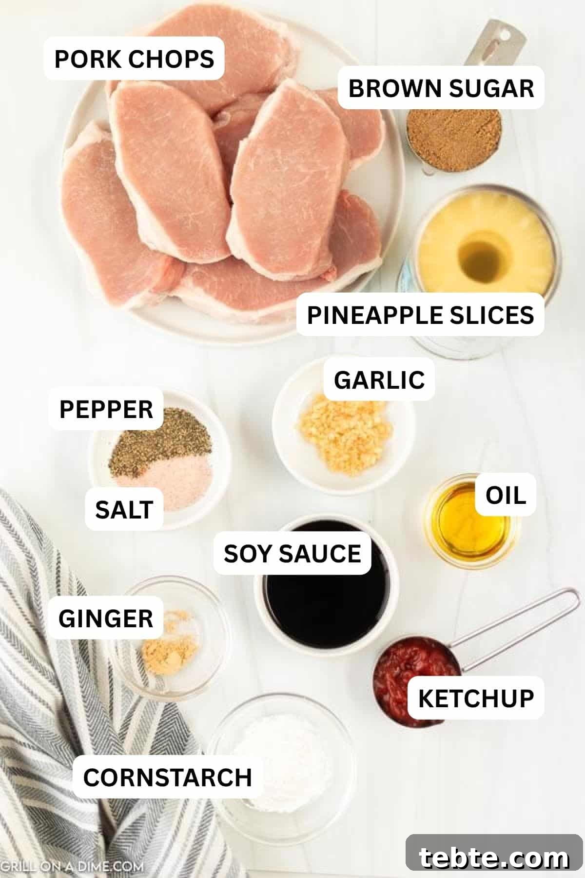 Hawaiian-Style Grilled Pork Chops with Pineapple Glaze 3 Ingredients need to make this recipe which include pork chops, brown sugar, pineapple rings, soy sauce and more.
