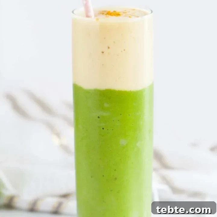 Pineapple spinach layered smoothie