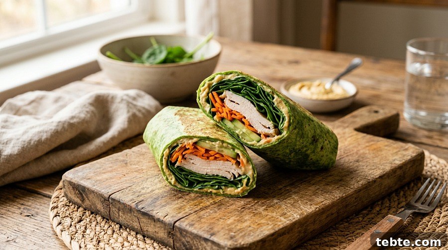 40+ Quick, Filling Lunch Ideas for Work (2026) 11 Turkey Hummus Veggie Wrap