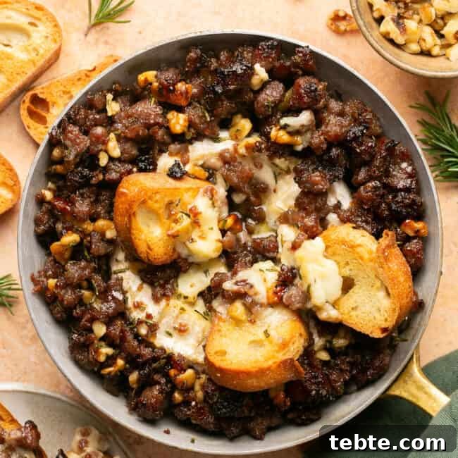 sausage baked brie with crostini