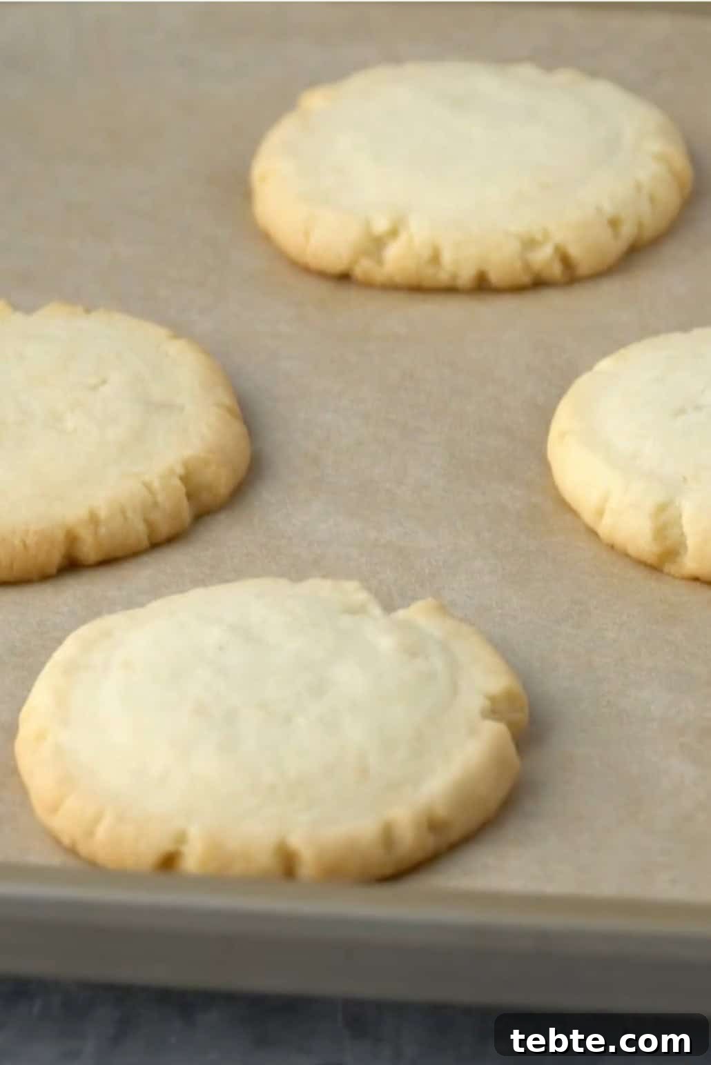 baked twix shortbread cookies on a baking sheet.