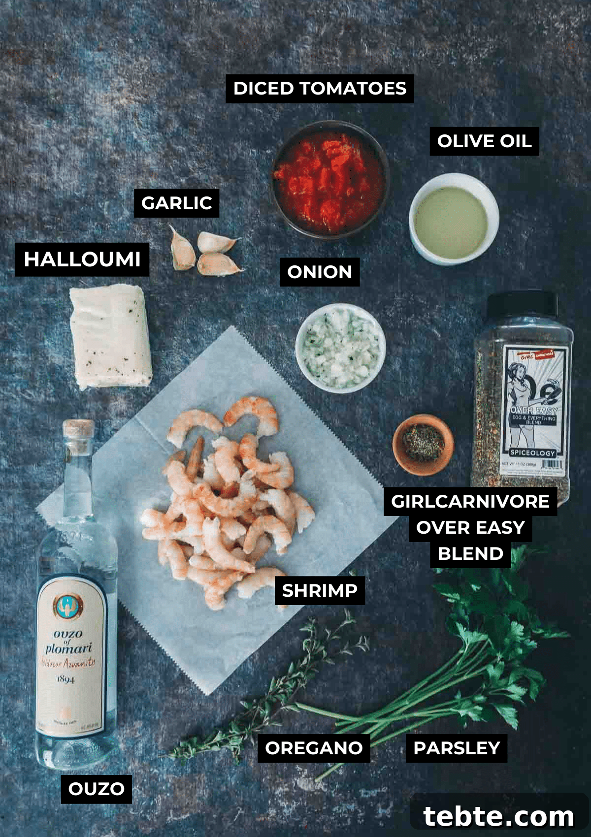 Crispy Halloumi Shrimp Saganaki with Tomato and Feta 3 Ingredients for Greek shrimp.