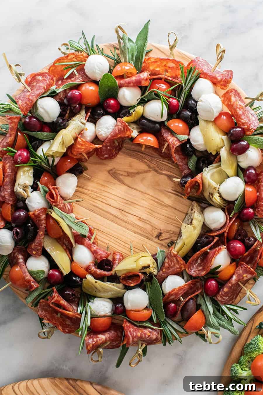 Antipasto skewers for Christmas appetizer