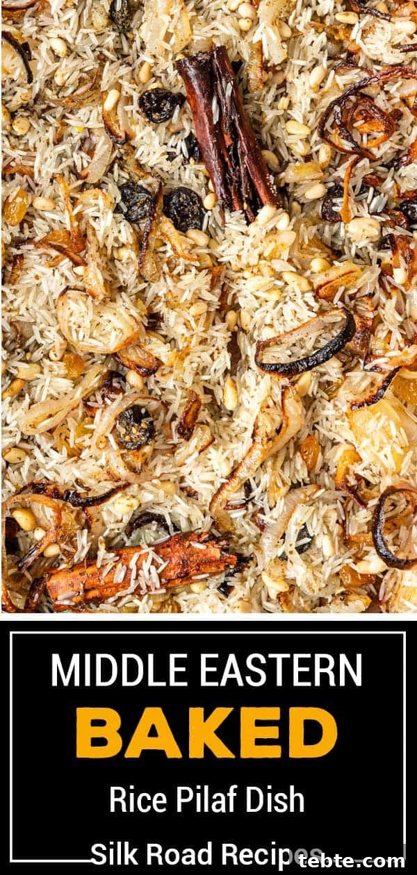 Authentic Middle Eastern Rice Pilaf Recipe with Aromatic Spices 12 titled image (and shown): Middle Eastern baked rice pilaf dish