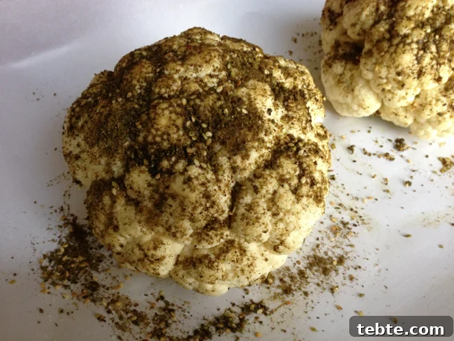 roasted cauliflower before oven w za'atar
