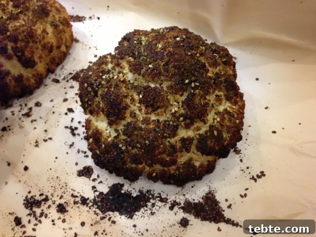 roasted cauliflower w za'atar after roasting