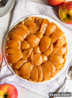 apple tarte tatin with caramelized apples.