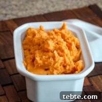 maple mashed sweet potatoes in a serving dish.