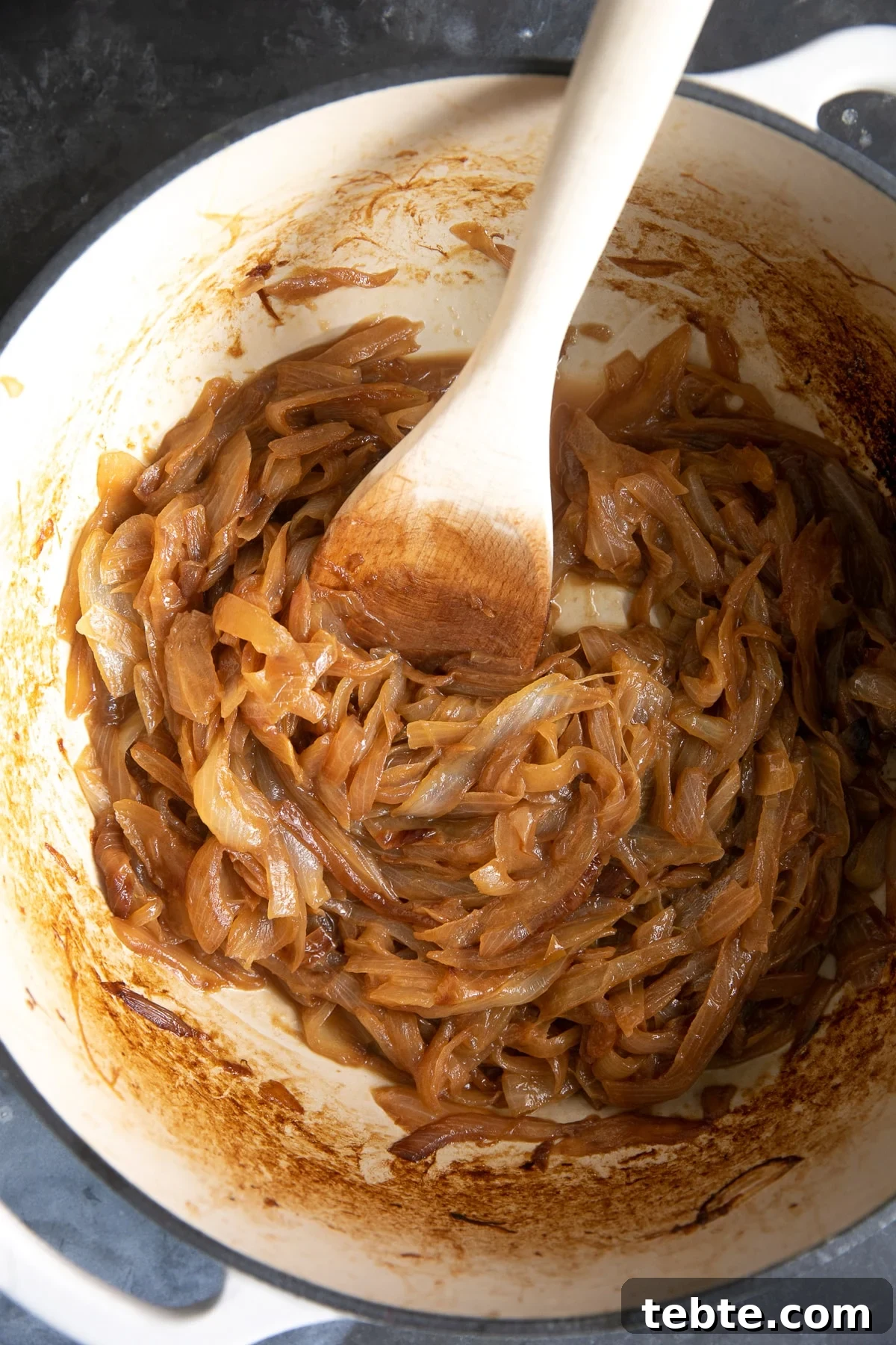 French Onion Meatball Skillet Recipe: Savory One-Pan Dinner 5 Caramelizing onions in a large dutch oven.