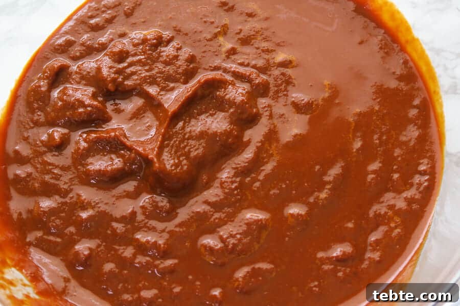Chile Colorado Beef Stew in Rich Red Chile Sauce 6 close-up of the red chile sauce for the chile colorado