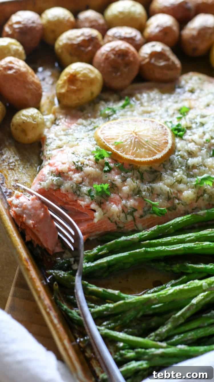 Sheet Pan Garlic Butter Salmon, Asparagus & Potatoes