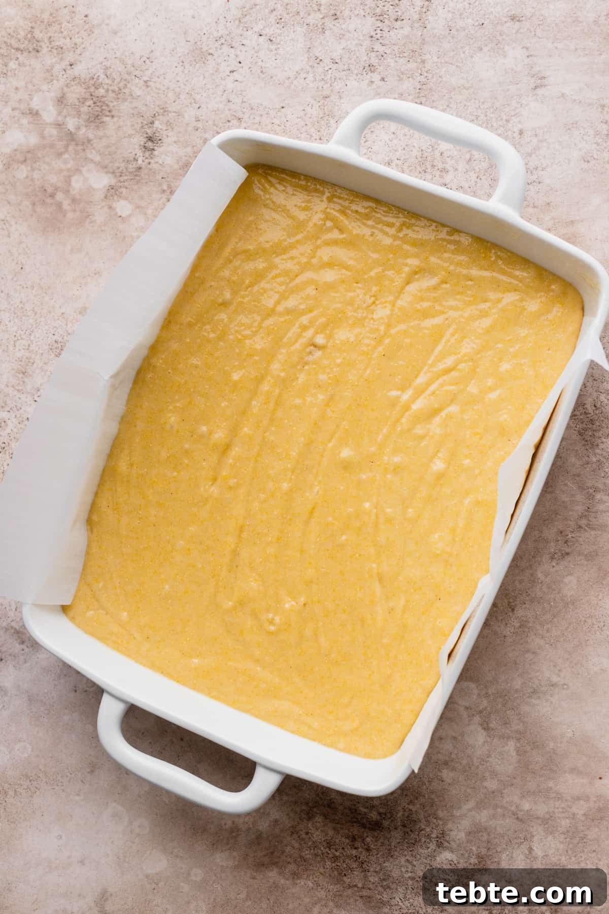Honey Butter Cornbread Recipe: Sweet, Buttery Southern Cornbread 7 Batter in a pan.